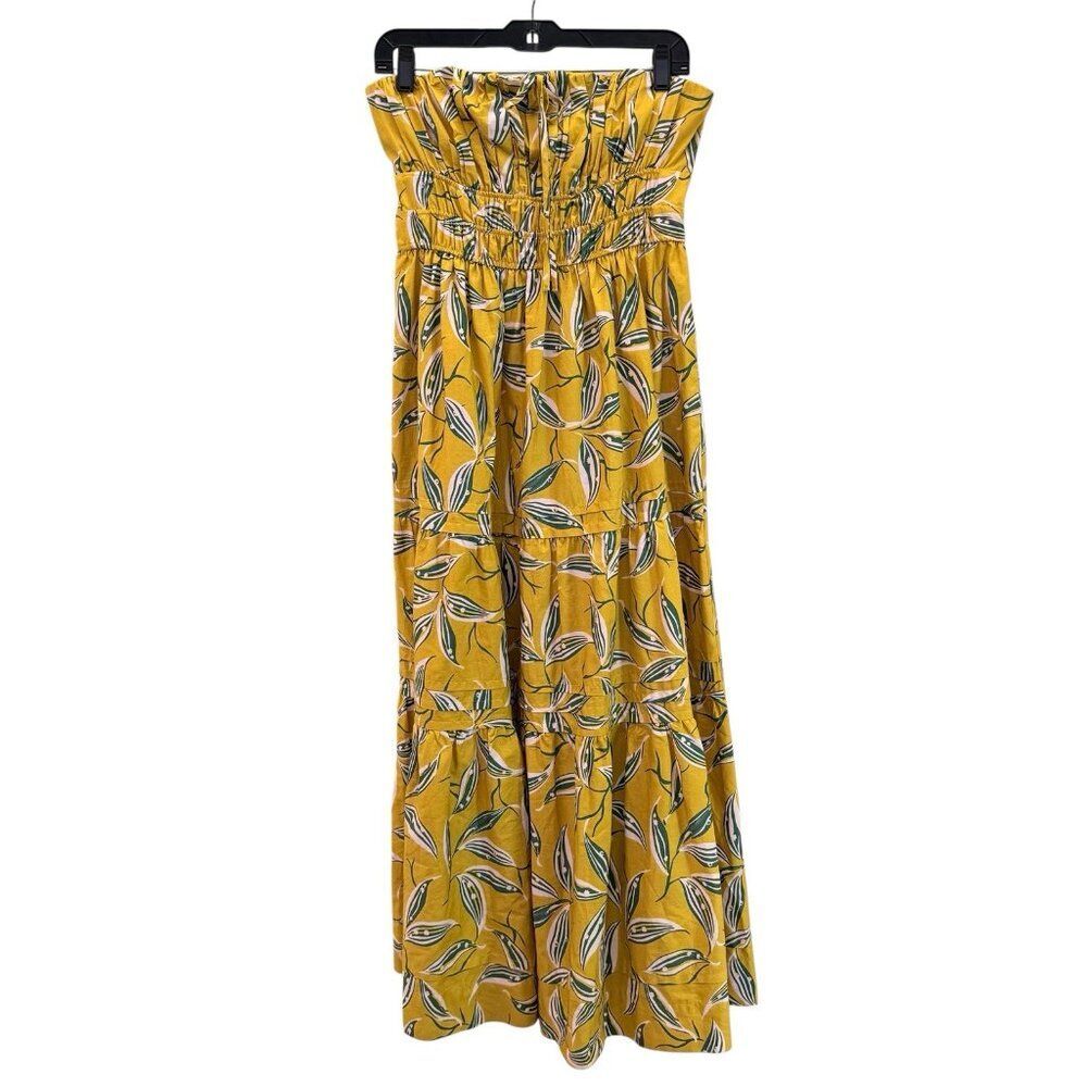 Anthropologie Yellow Strapless Floral Midi Dress - Picture 2 of 12